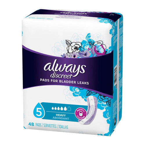 Always Discreet Pads for Bladder Leaks, Heavy, 48 Ea