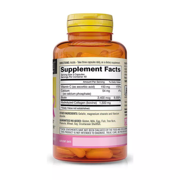 Mason Natural Collagen 1500mg Plus Biotin and Vitamin C Capsules, 120 Ea