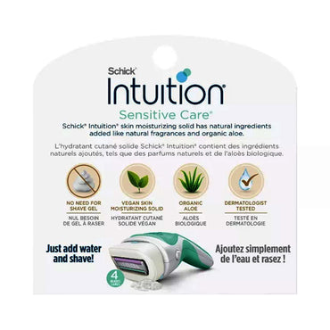 Schick Intuition 4 Blade Sensitive Care Womens Razor Cartridge Refills, 3 Ct