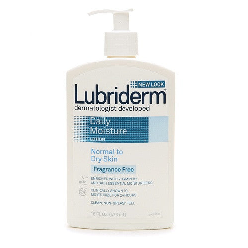 Lubriderm Daily Moisture Lotion For Normal To Dry Skin, Fragrance Free - 16 Oz
