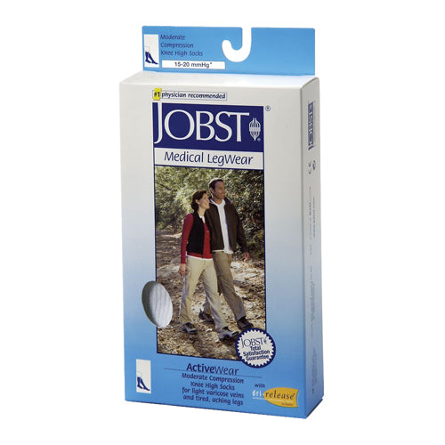 Jobst Activewear Athletic Support Knee High Socks, Size: 15-20 Mmhg, White - Medium
