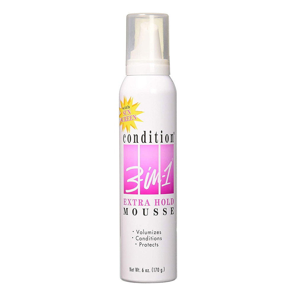 Condition 3-In-1 Extra Hold Hair Mousse, 6 Oz