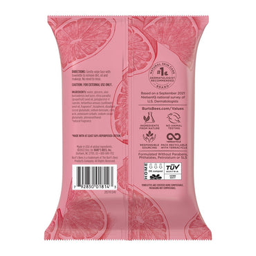 Burts Bees Grapefruit Facial Wipes for Normal to Oily Skin, 30 Ct