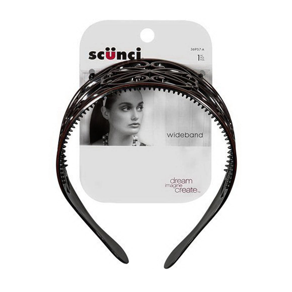Scunci Wideband Wood Tone Design Headband, 1 Ea