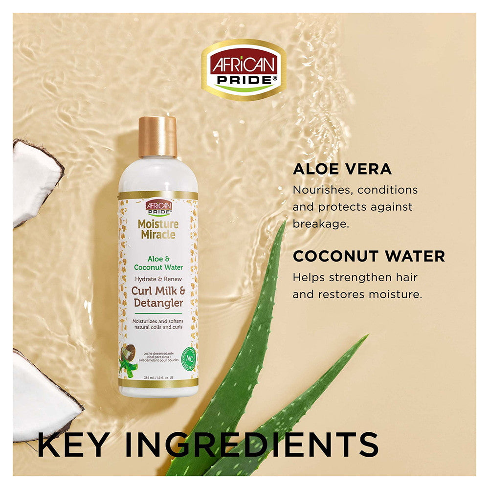 African Pride Hair Moisture Miracle Aloe and Coconut Water, 12 Oz