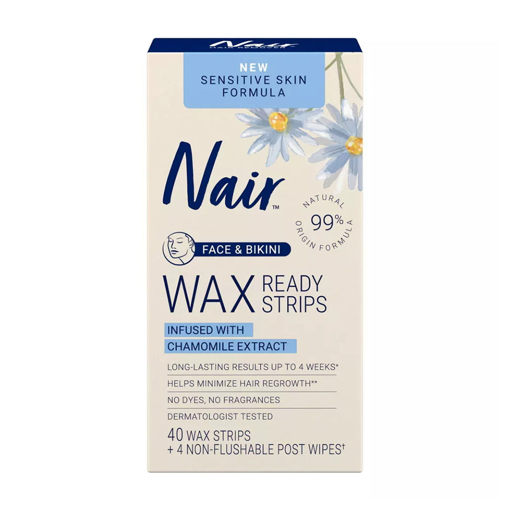 Nair Sensitive Ready Face and Bikini Wax Strips , 40 ct