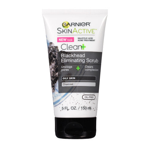 Garnier Clean Plus Blackhead Eliminating Face Scrub, Charcol, 5 Oz