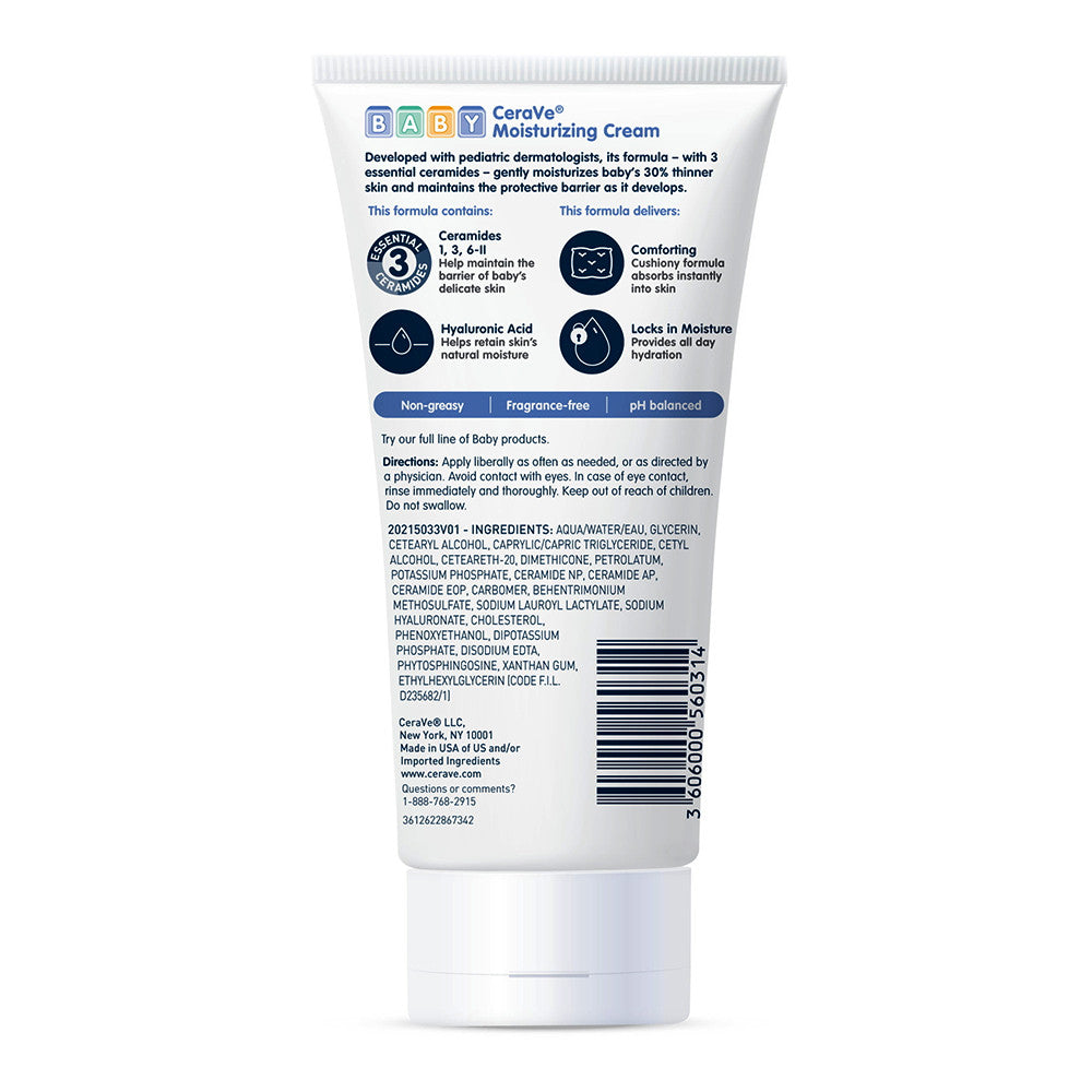CeraVe Baby Moisturizing Cream with Ceramides for Baby Skin, 5 Oz
