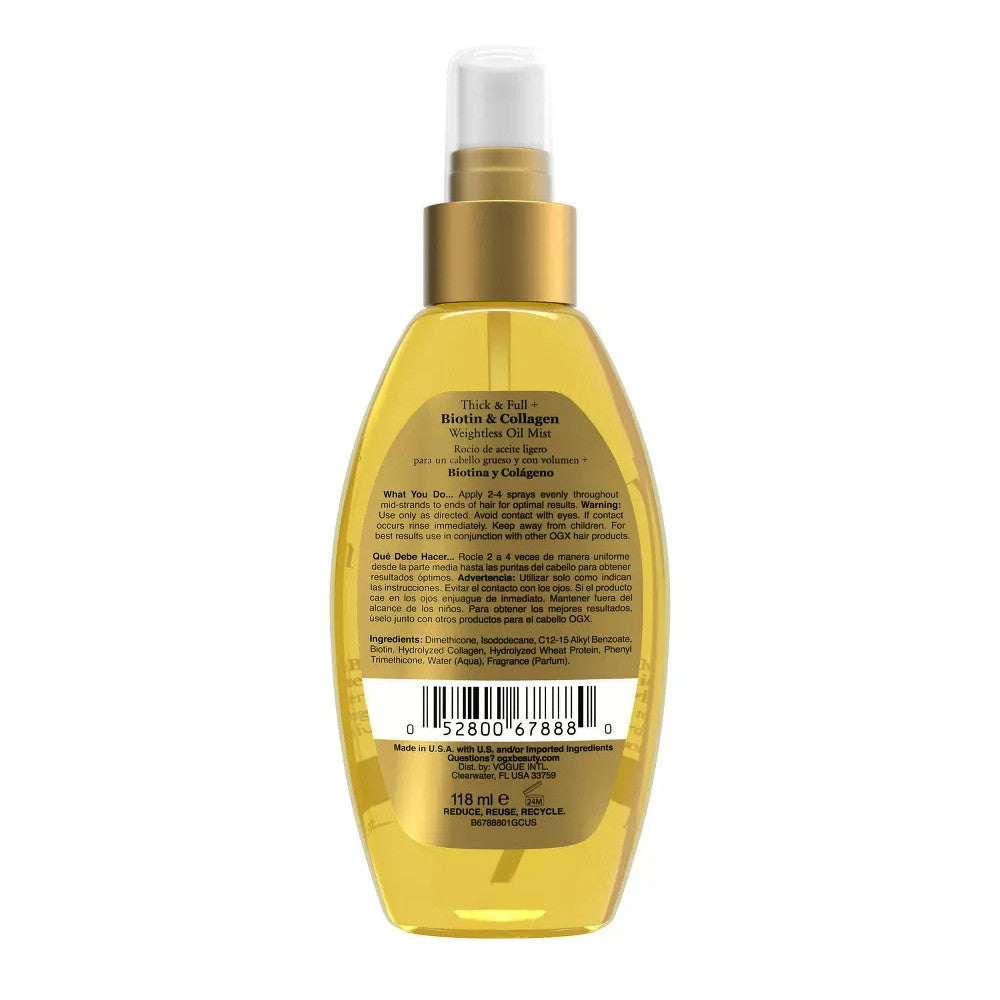 Ogx Biotin And Collagen Weightless Hair Oil Mist, 4 Oz