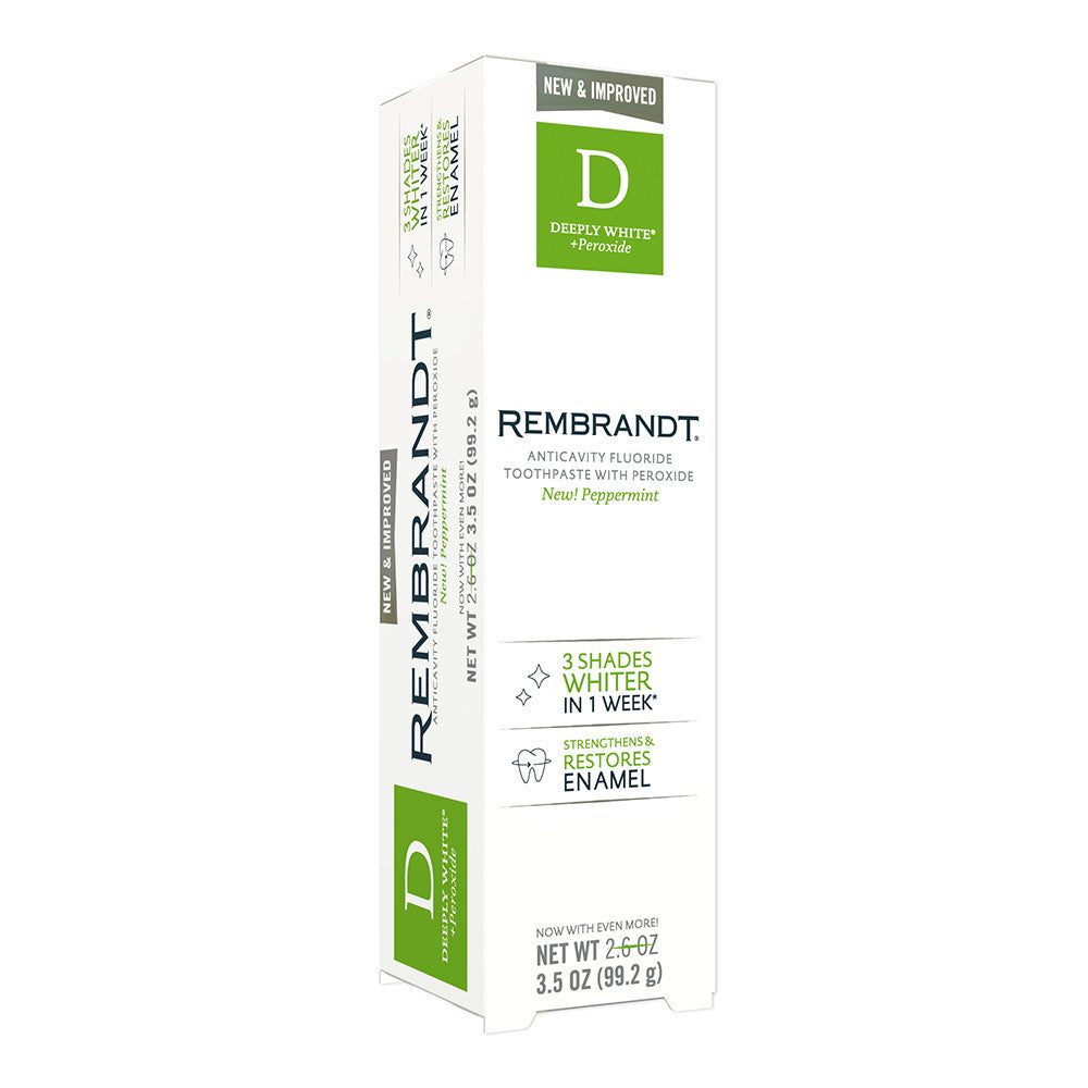 Rembrandt Anticavity Fluoride Toothpaste With Peroxide, Peppermint Flavor, 3.5 Oz