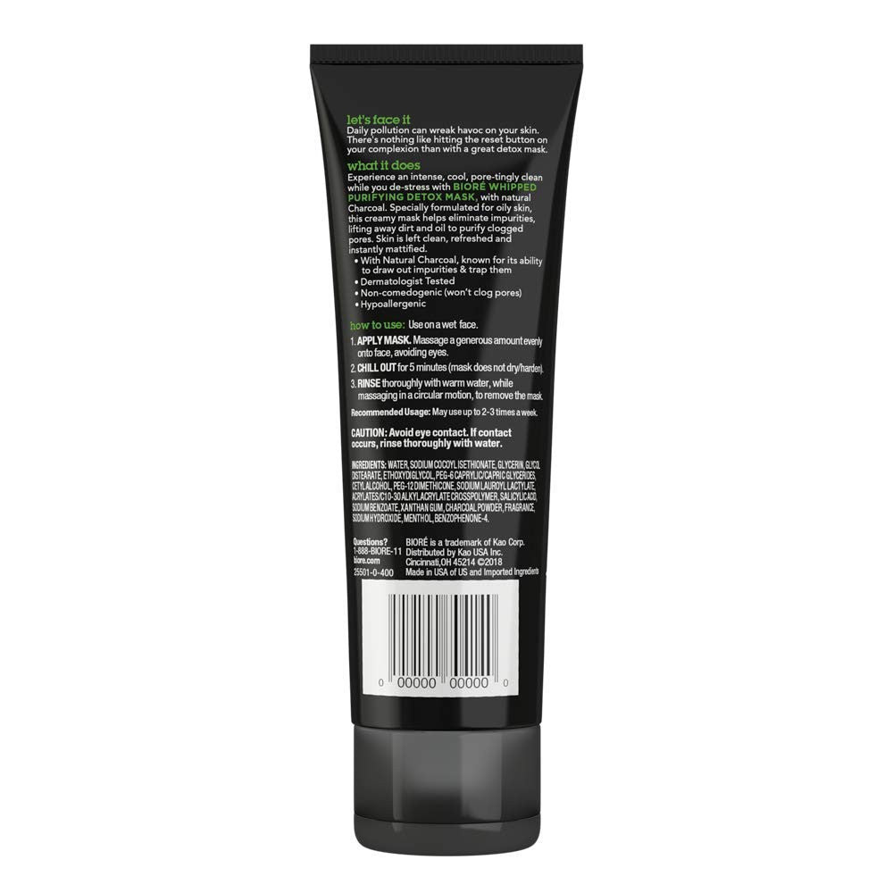 Biore Charcoal Whipped Purifying Detox Face Mask, 4 Oz