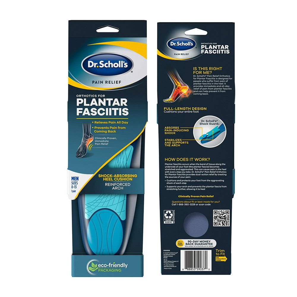 Dr. Scholls Plantar Fasciitis Pain Relief Orthotic Inserts for Men, 1 Ea