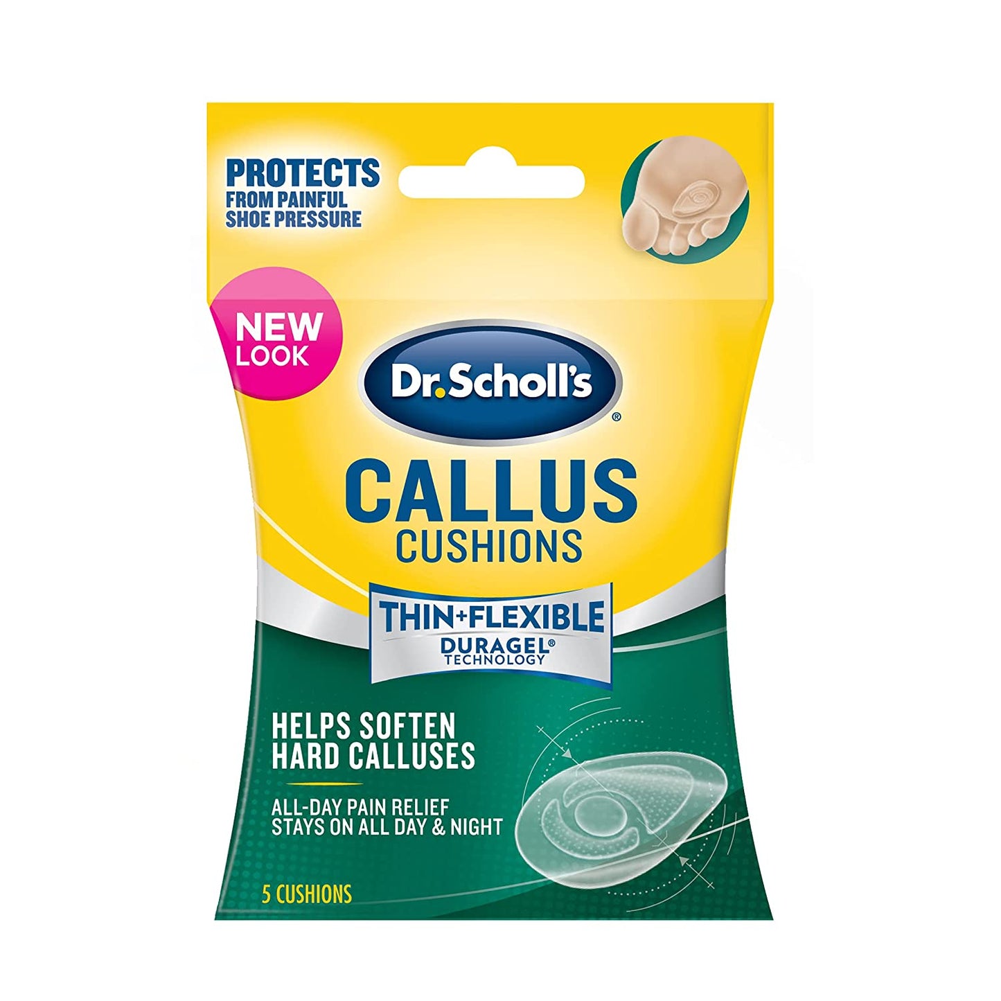 Dr Scholls Callus Cushions with Hydrogel Technology Helps Soften Hard Calluses Protects from Shoe Pressure Pain Relief 5Ea