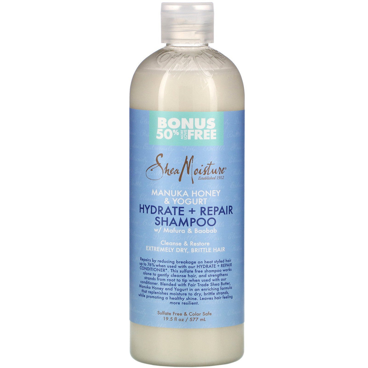 SheaMoisture Manuka Honey and Yogurt Hydrate and Repair Shampoo, 19.5 fl Oz