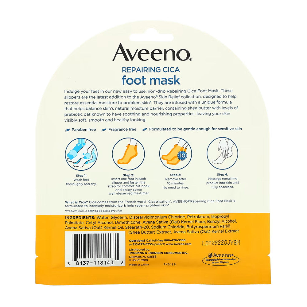 Aveeno Skin Relief Cica Foot Mask, 1 Pair