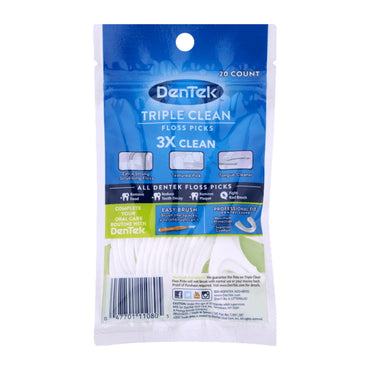 Dentek Triple Clean Floss Picks, 20 Ea