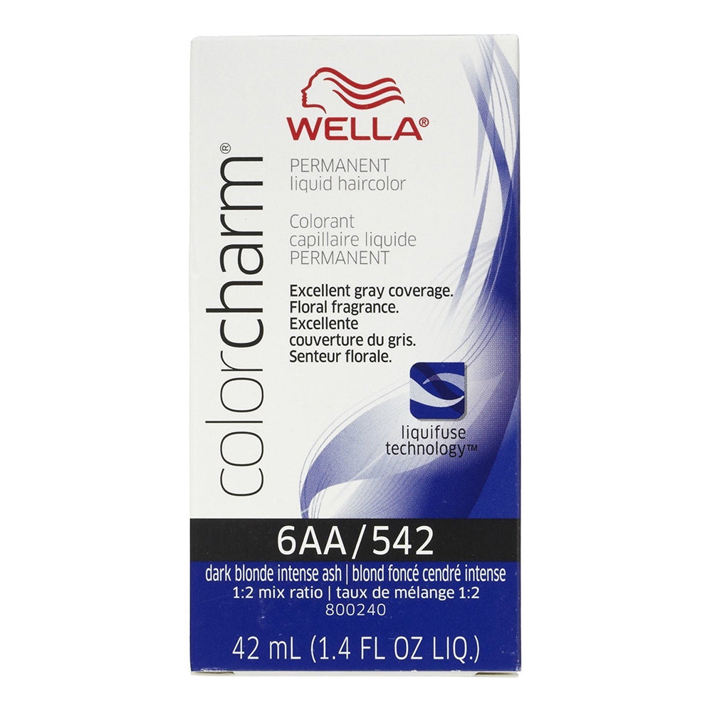 Wella Color Charm Permanent Liquid Hair Color, 6AA by 542 Shade Dark Blonde Intense Ash, 1.4 Oz