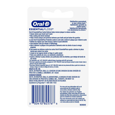 Oral-B EssentialFloss Mint Dental Floss Cavity Defense Waxed, 50m