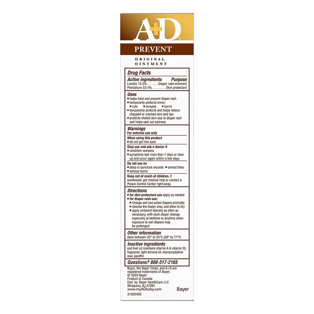 A+D Original Diaper Rash Ointment Baby Skin Moisturizer, 4 Oz