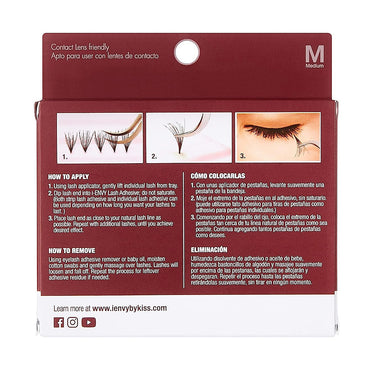 Kiss I Envy Knot Free Medium Lashes, Ultra Black, 70 Ea
