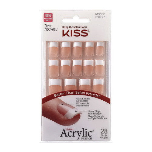 Kiss Salon Acrylic French Nail Kit, Medium Length, 28 Ea