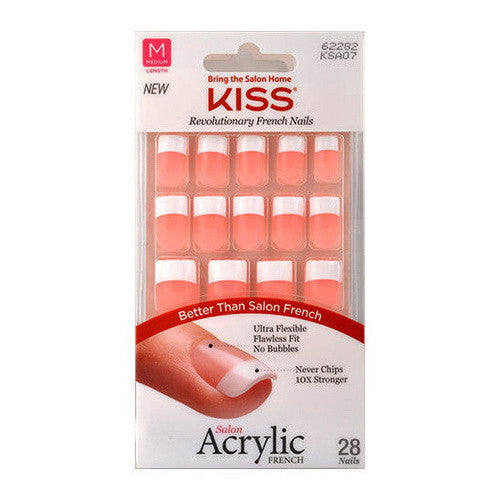 Kiss Salon Acrylic French Kit, Medium Length, Revolutionary French Nails, 28 Ea