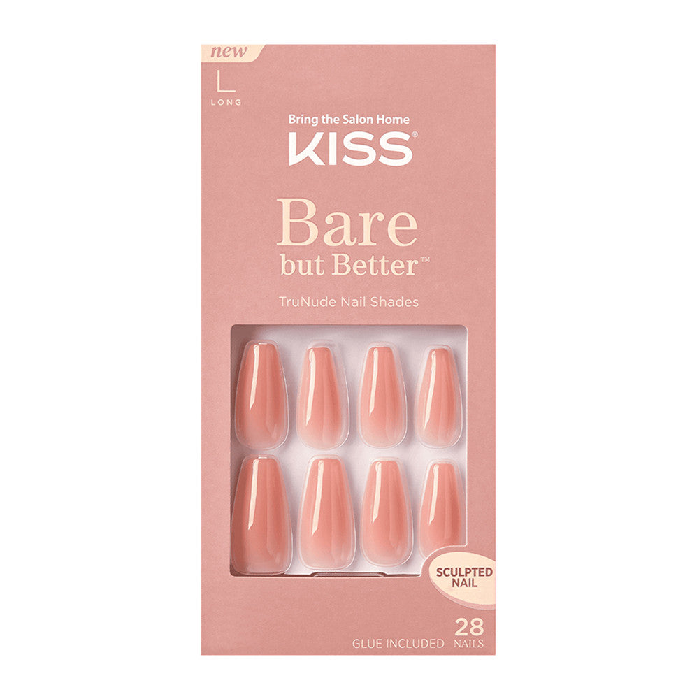 Kiss Bare but Better Sculpted Nude Fake Nails Nude Glow, 28 Ct