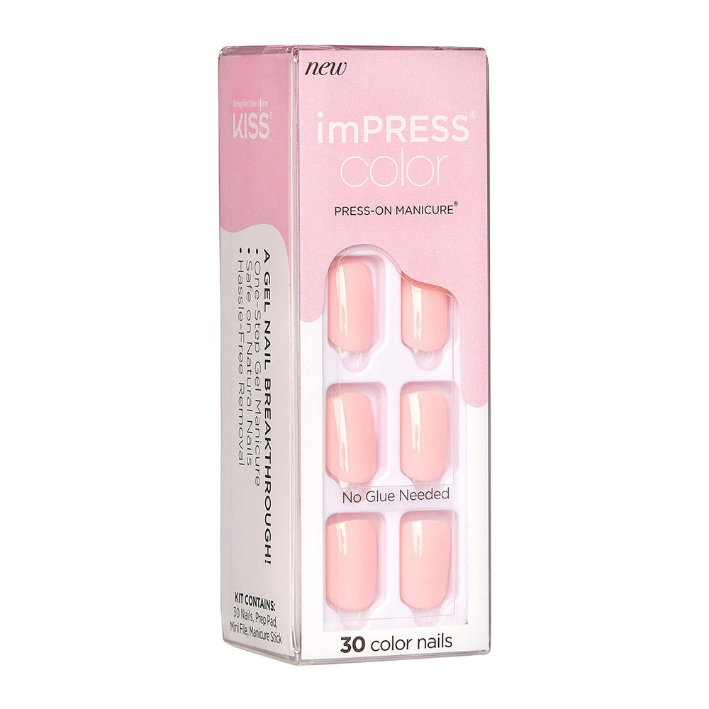 Kiss impress Color Press on Manicure Pick Me Pink, Short, 30 ct