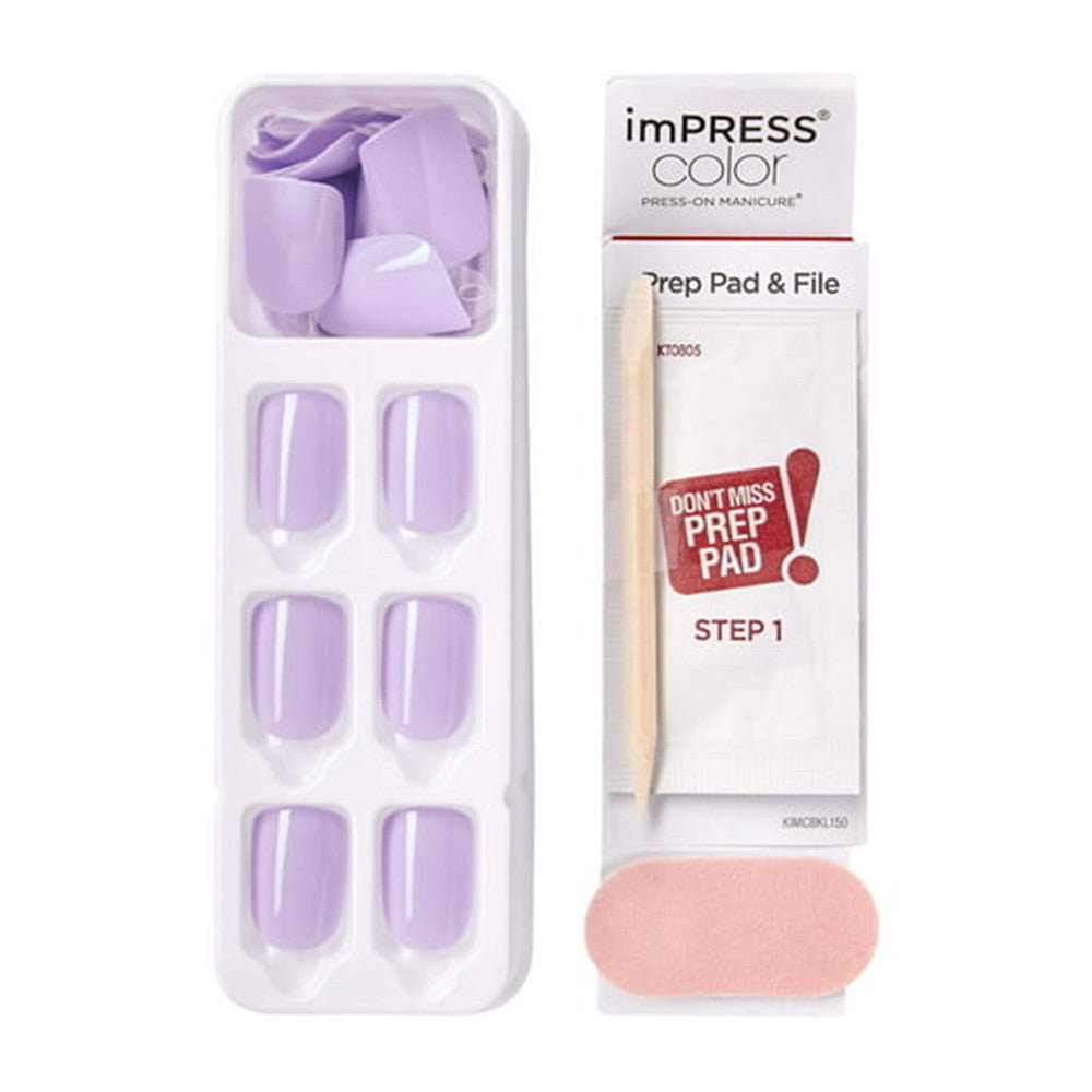 Kiss imPRESS Color Press on Manicure PiEaure PurpleEa Short, 30 Ea