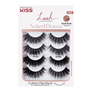 Kiss Lash Couture Naked Drama Fake Eyelashes Multipack Taffeta, 4 Ea