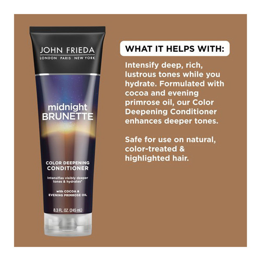 John Frieda Midnight Brunette Visibly Deeper Conditioner with Primrose Oil, 8.3 Oz