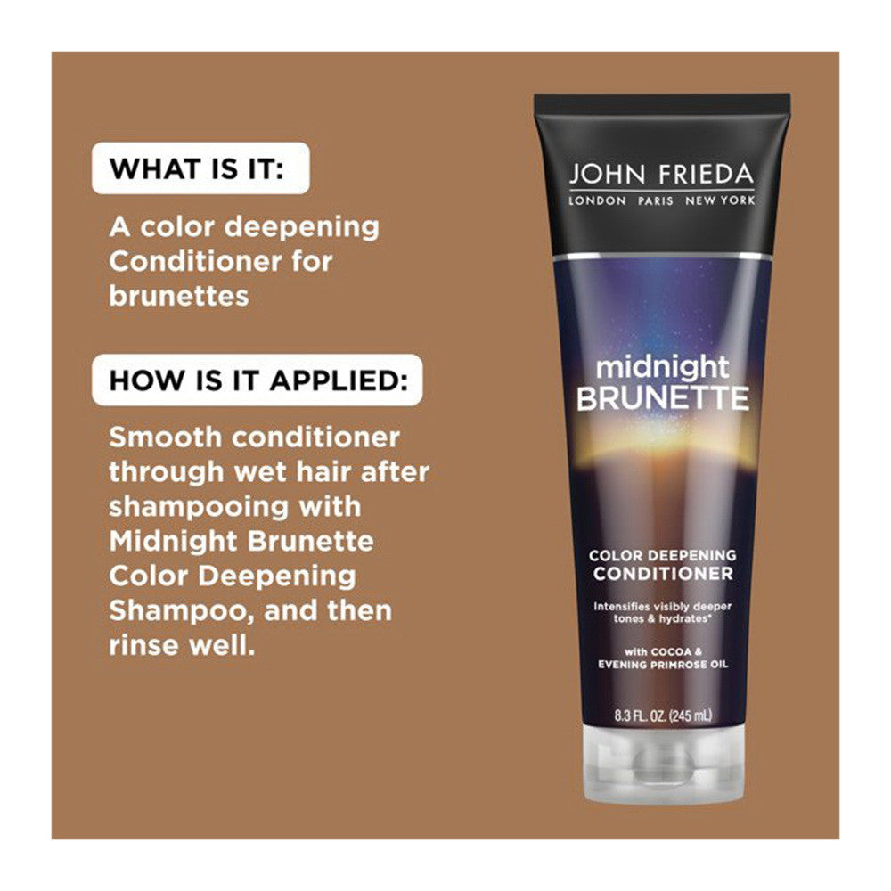 John Frieda Midnight Brunette Visibly Deeper Conditioner with Primrose Oil, 8.3 Oz