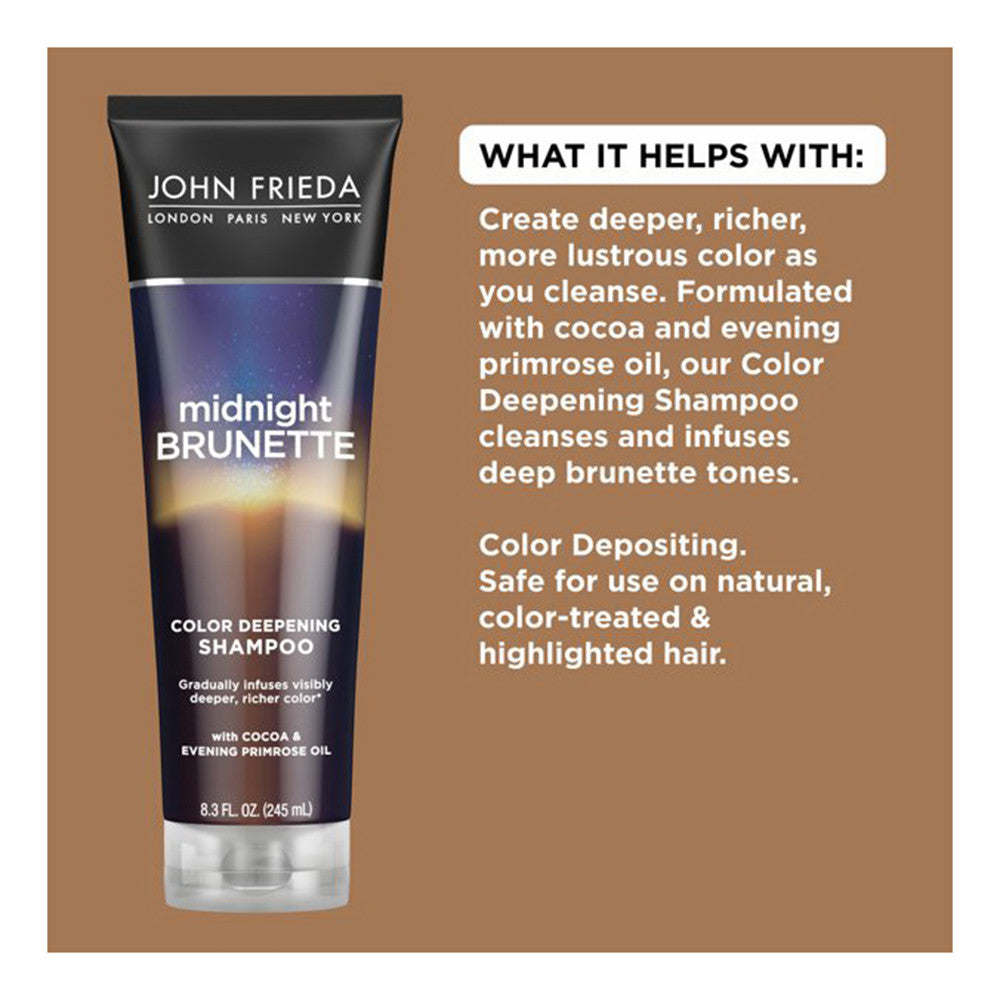 John Frieda Midnight Brunette Shampoo with Primrose Oil, 8.3 Oz