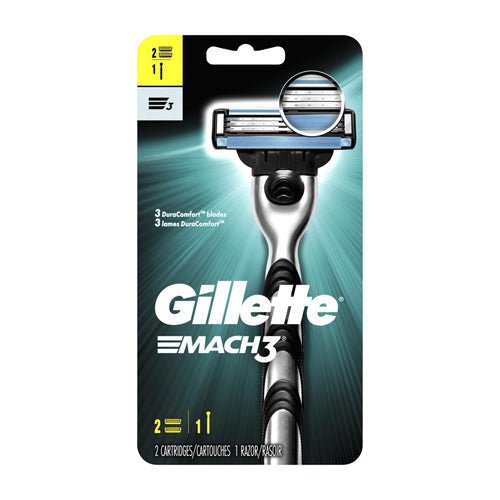 Gillette Mach 3 with Two Cartridges and One Razor for Men, 1 Ea
