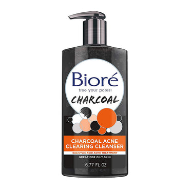 Biore Charcoal Acne Clearing Cleanser For Oily Skin, 6.77 Oz