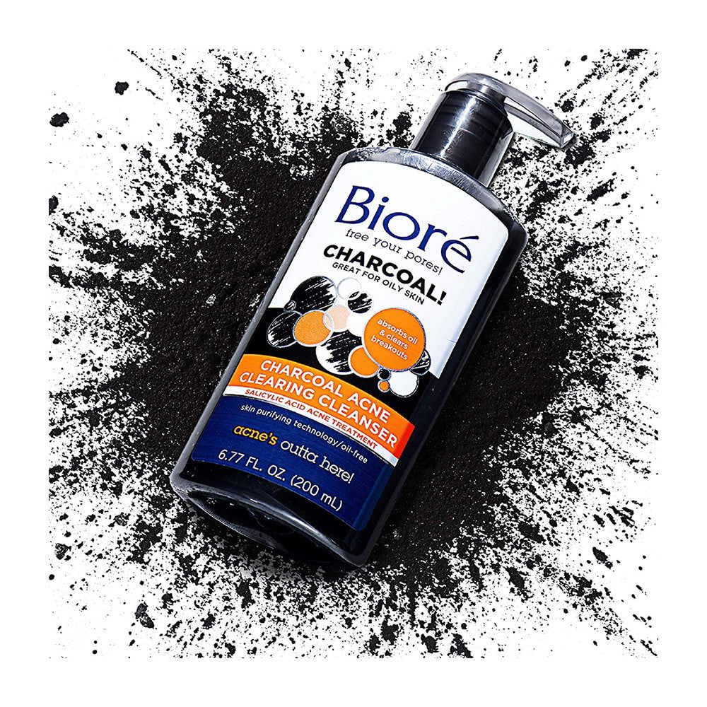 Biore Charcoal Acne Clearing Cleanser For Oily Skin, 6.77 Oz