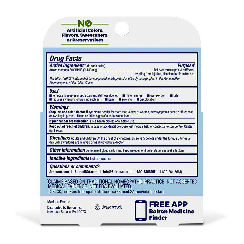 Boiron Arnica 30 X Pain Relief Homeopathic Pellet Tubes, 3 Ea