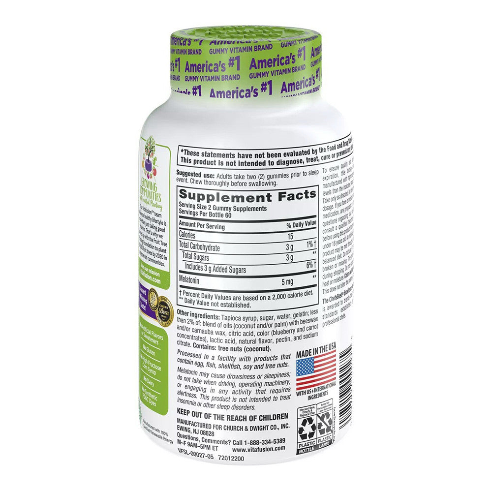 Vitafusion Extra Strength Melatonin 5 Mg Gummies, Blackberry, 120 Ea