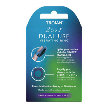 Trojan Vibrations 2 In 1 Vibrating Ring And Fingertip Vibrator 1 ea