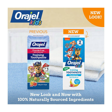Orajel Kids Paw Patrol Fluoride-Free Training Toothpaste, Natural Fruity Fun Flavor, 1.5 Oz