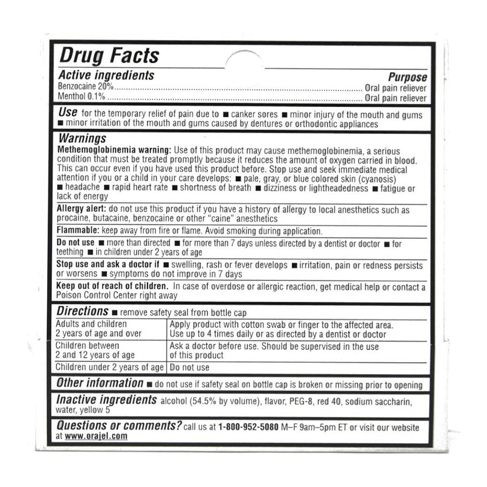 Orajel Medicated For Toothache and Gum Liquid, 0.45 Oz