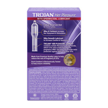 Trojan Her Pleasure Sensations Spermicidal Lubricant Condoms - 12 Ea
