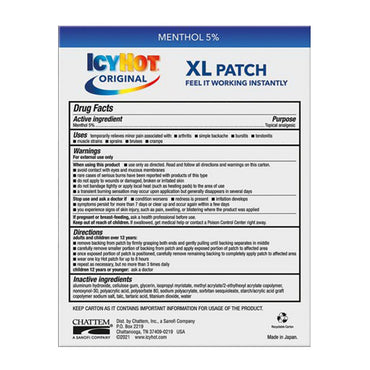 Icy Hot Original XL Pain Relief Patch (3 Count in pack) for Fast acting, 1 Ea
