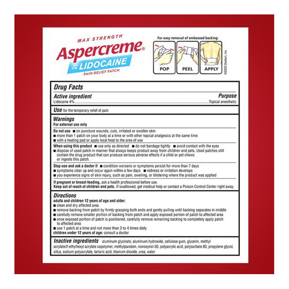 Aspercreme Odor-Free Max Strength Lidocaine Patch XL 71% Larger, 3 Ea
