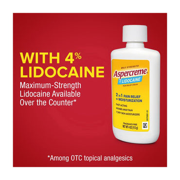 Aspercreme Lidocaine Foot Pain Creme Max Strength Relief, 4 Oz