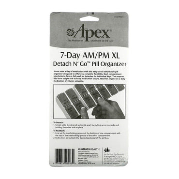 Apex 7-Day Am/Pm Detach N Go Pill Organizer, Xlarge, 1 Ea