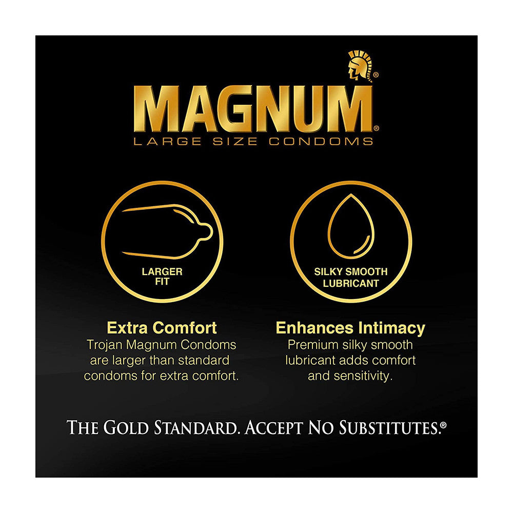 Trojan Magnum Lubricated Latex Condoms, 3 Ea/Pack