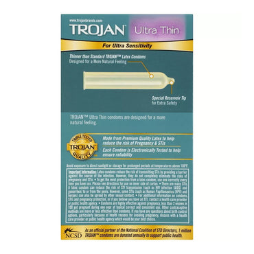 Trojan Ultra Thin Premium Lubricated Latex Condoms, 12 Ea