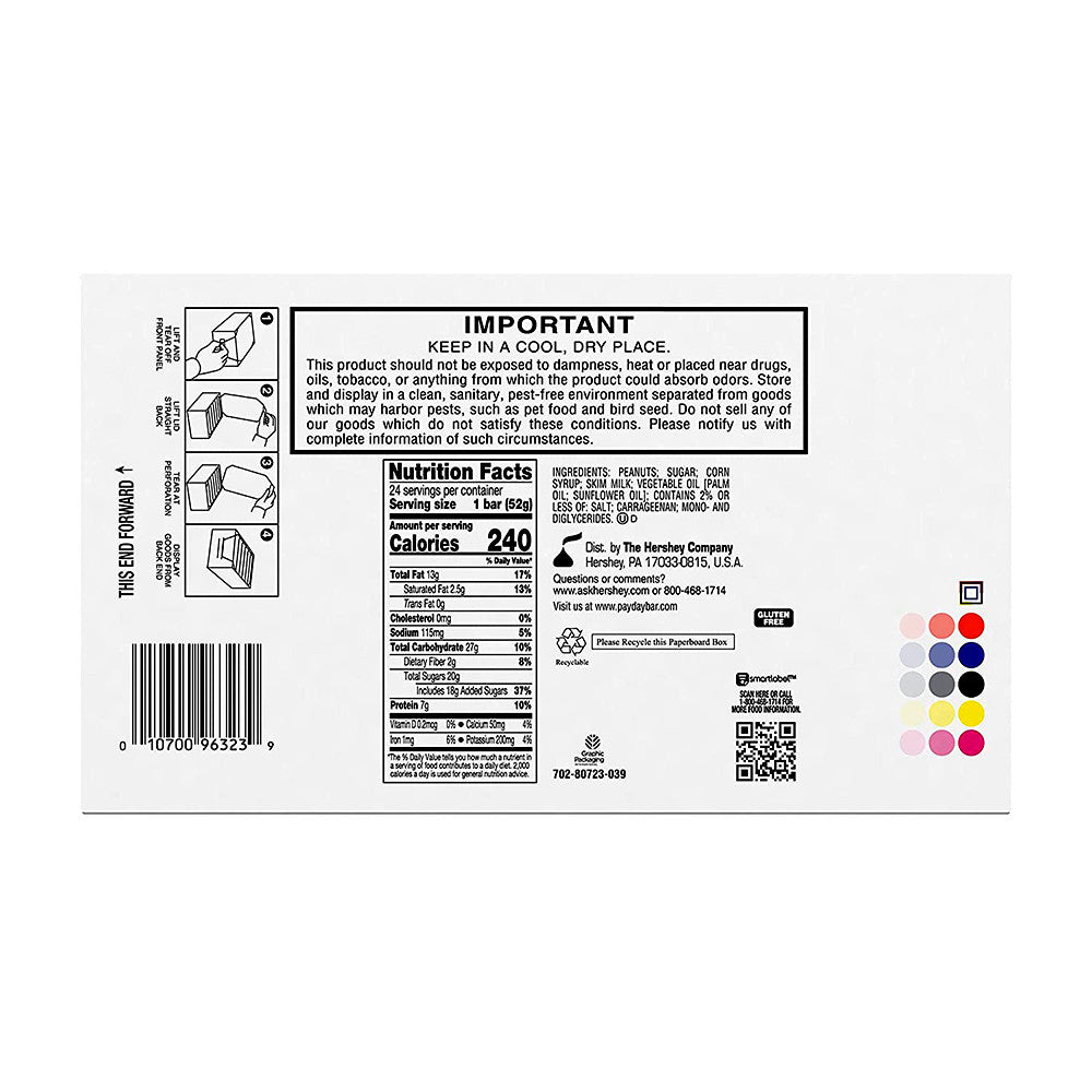 Hersheys Payday Peanut Caramel Candy Bar, 1.85 Oz, 24 Pack