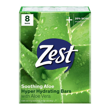 Zest Pear Hydrating Deodorant Bar Soap, Fresh Aloe, 4 Oz, 8 Ea